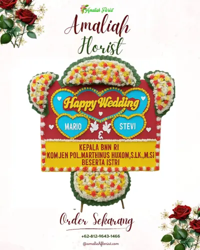 Karangan Papan Bunga Pernikahan pekapuran raya